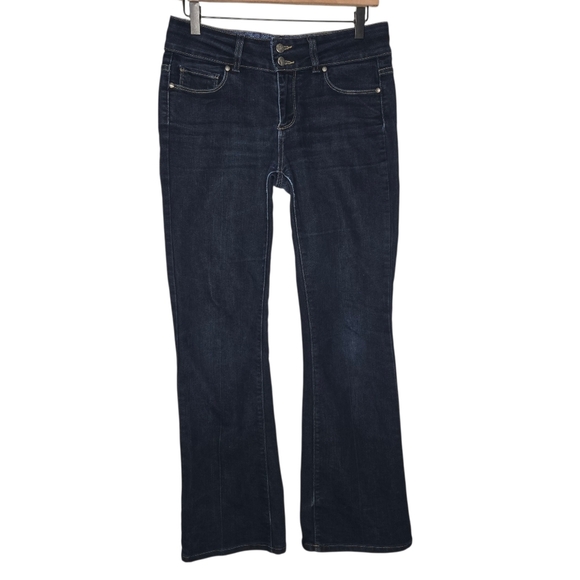 PAIGE Womens Hidden Hills Dark Wash Mid Rise Bootcut Flare Denim Jeans Size  28 - Picture 1 of 11